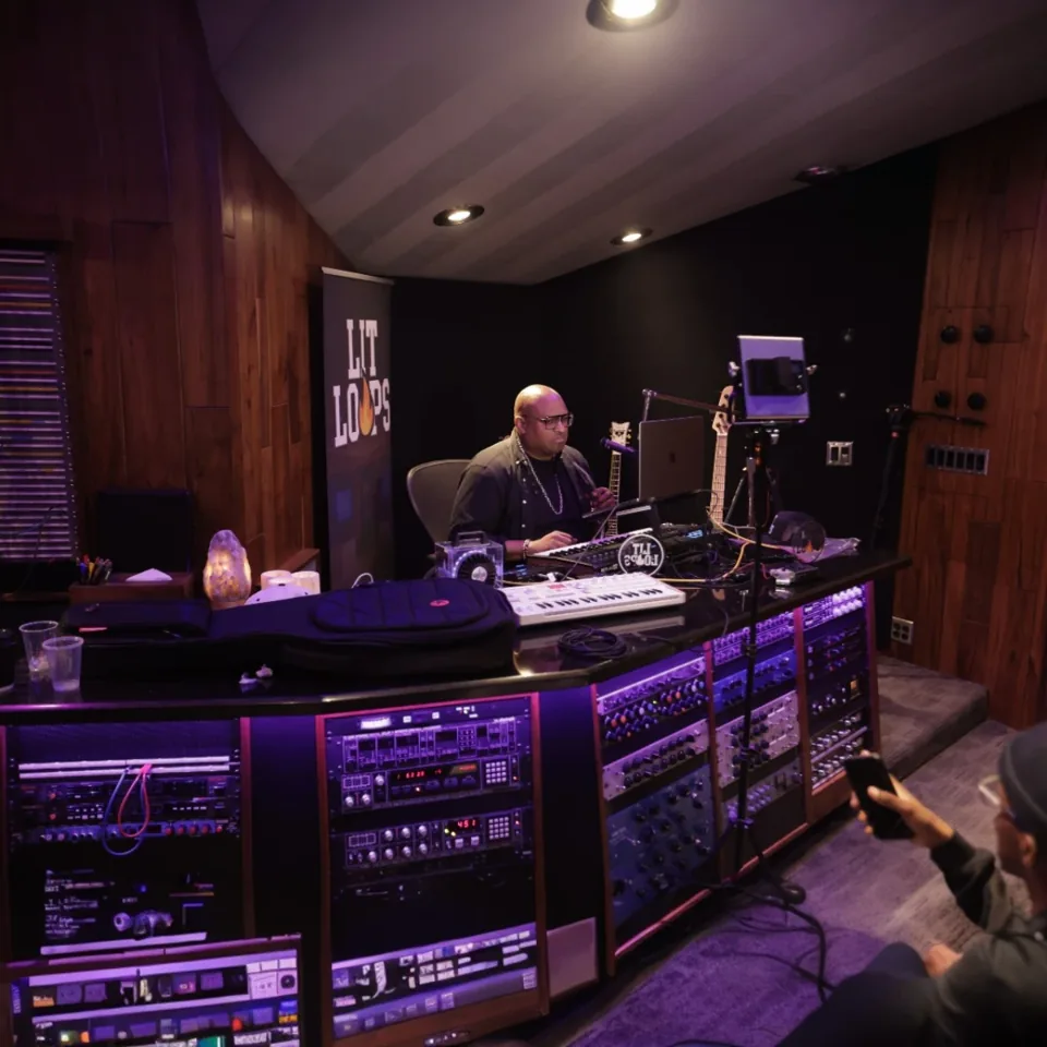 Behind the mixing desk at Westlake